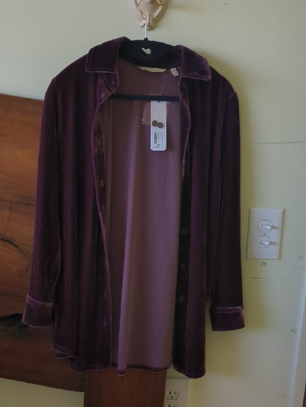 Soft Surroundings Velvet Shirt Jacket in Plum Berry